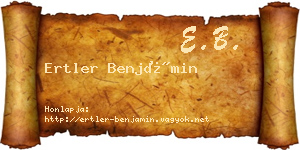 Ertler Benjámin névjegykártya